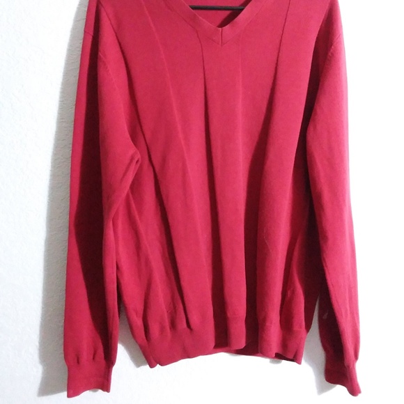 A. Perry ellis v neck Burnt Red Sweater Men's Medi - Picture 2 of 5